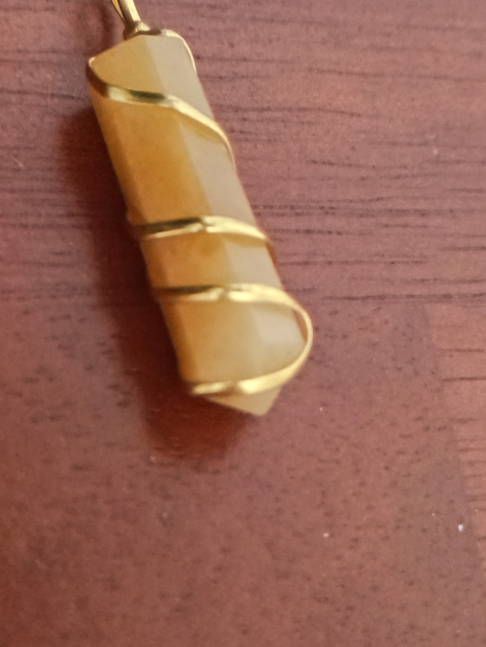Yellow Quartz Crystal Pendant Wire-Wrapped Necklace Charm (1) - Picture 3 of 6
